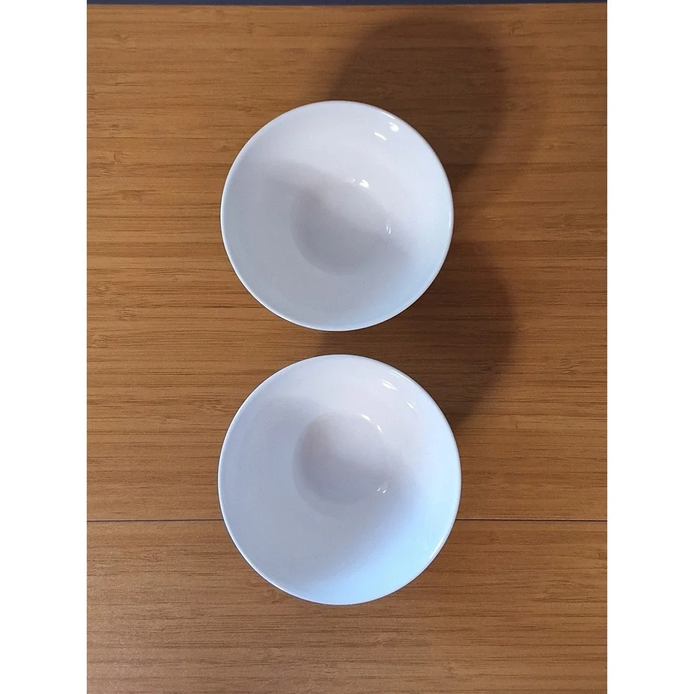 Set of 2 Genuine Bone China White Footed Bowls Pedestal Soup Cereal Dessert 4.5